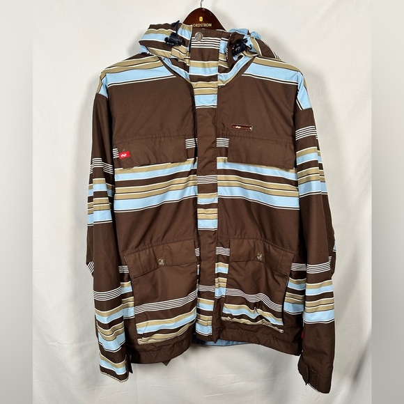 Foursquare snowboard shell jacket performance waterproof stripe Small - Picture 2 of 14